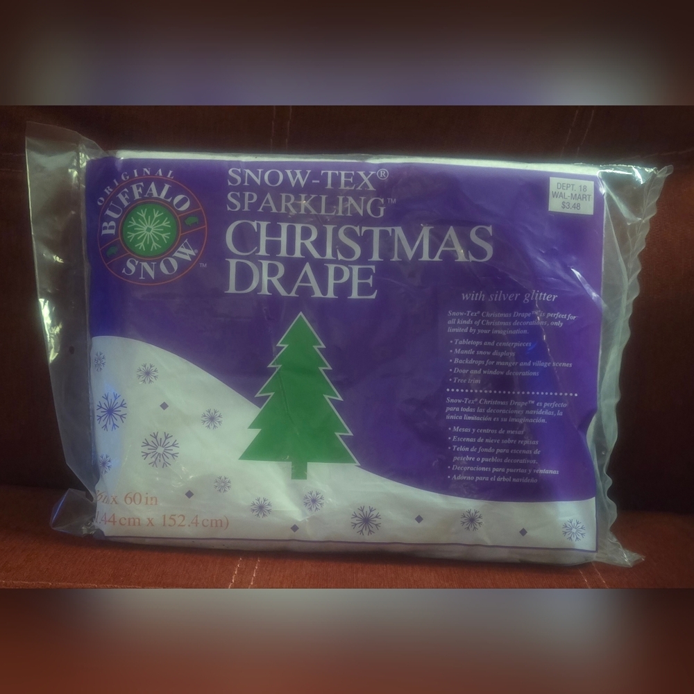 Snow-Tex Christmas Drape Original Buffalo Snow Sparkling 36" x 60" Glitter New
